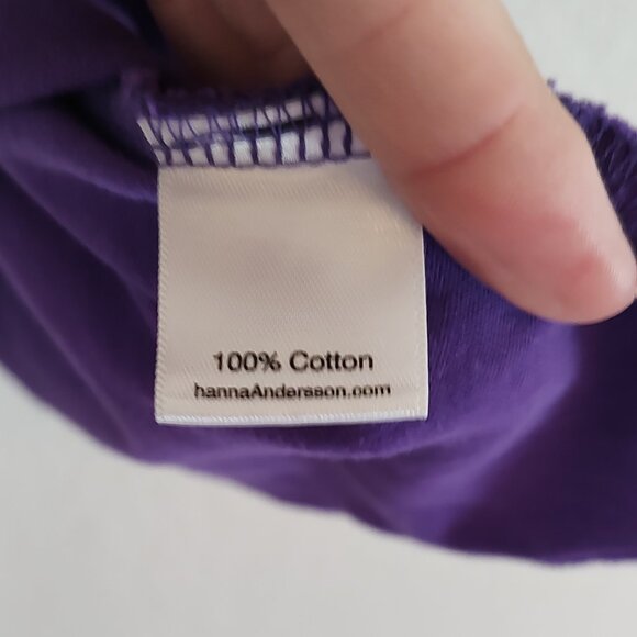 Hanna Andersson 110 5T 5 Dress Cat Short Sleeve Purple Summer Spring - Picture 3 of 6
